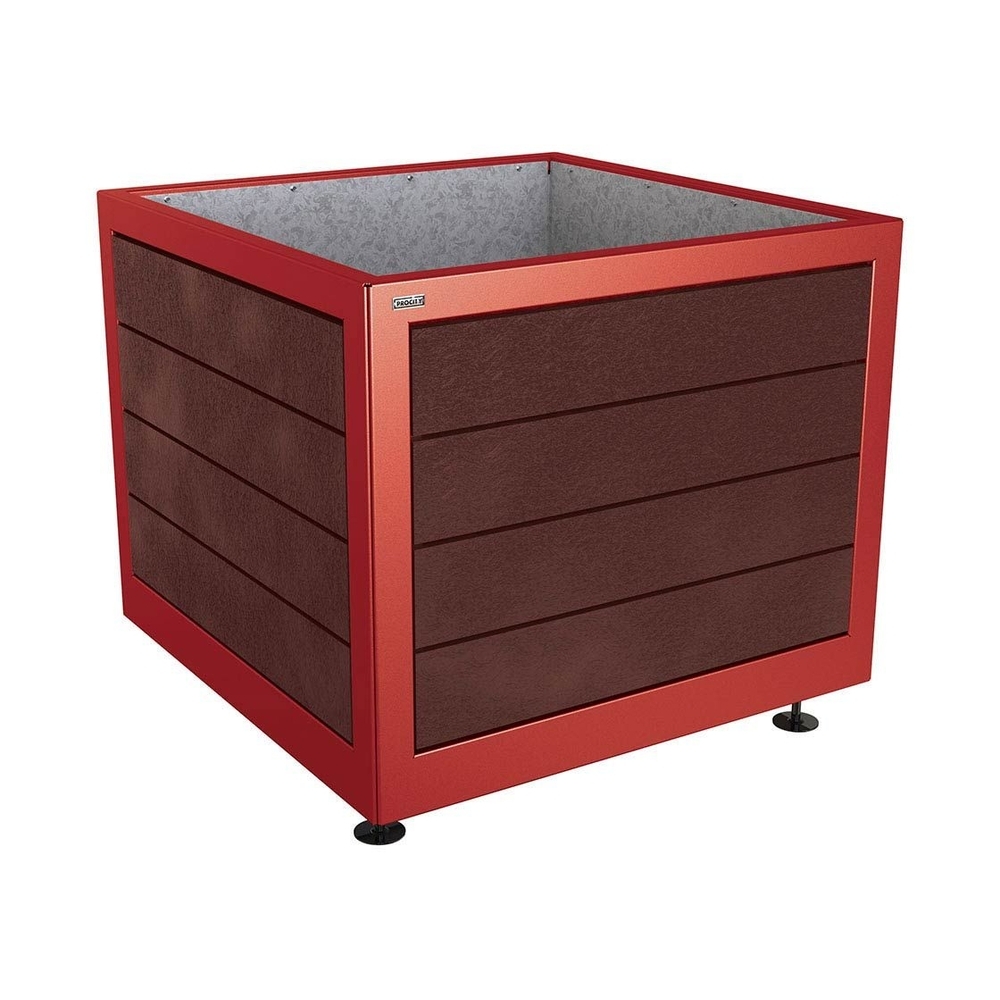 Bac à palmier Silaos acier et plastique recyclé RAL3004 - 1000x1000x800 - Intérieur tôle galva - PROCITY - 201737.3004