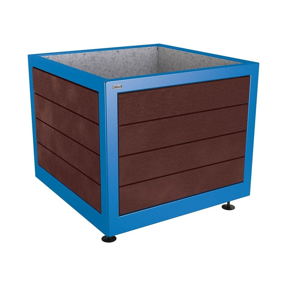 Bac à palmier Silaos acier et plastique recyclé RAL5010 - 1000x1000x800 - Intérieur tôle galva - PROCITY - 201737.5010