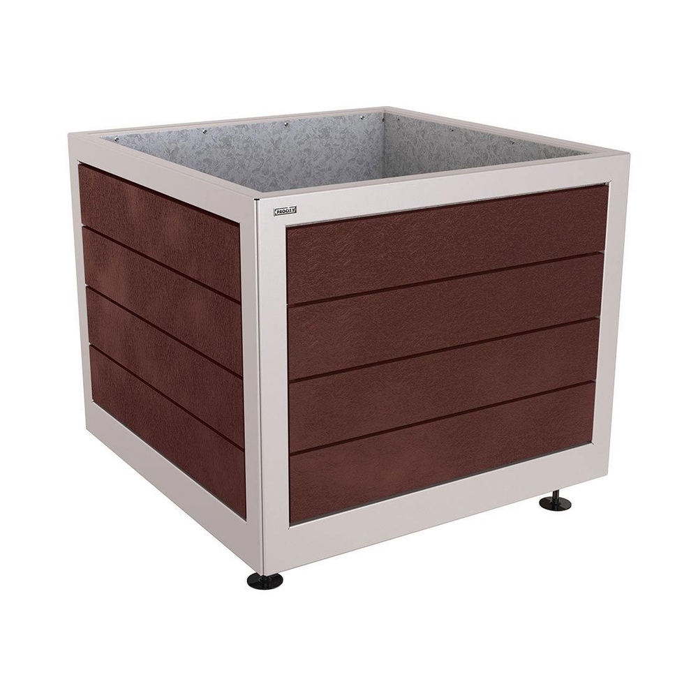 Bac à palmier Silaos acier et plastique recyclé RAL7044 - 1000x1000x800 - Intérieur tôle galva - PROCITY - 201737.7044