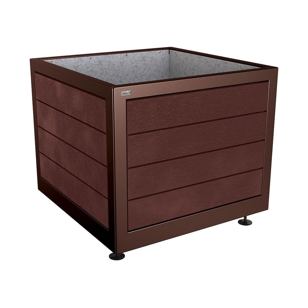 Bac à palmier Silaos acier et plastique recyclé RAL8017 - 1000x1000x800 - Intérieur tôle galva - PROCITY - 201737.8017