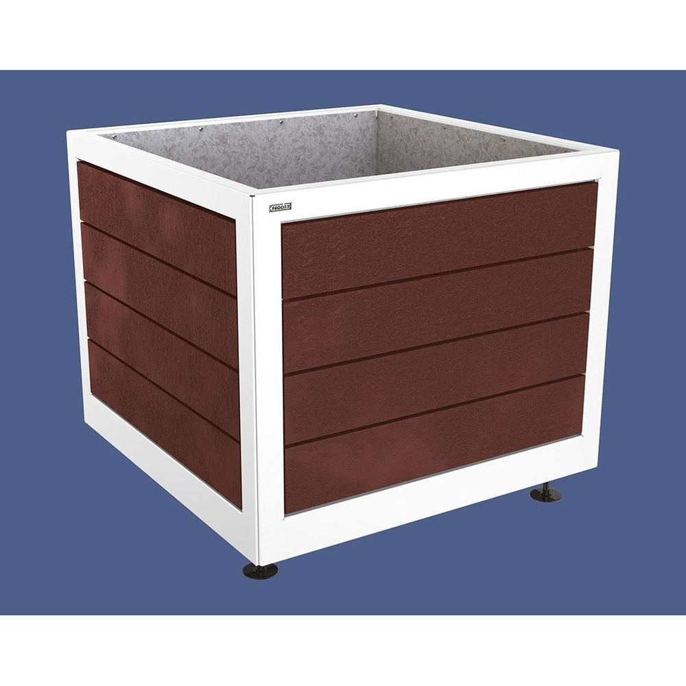 Bac à palmier Silaos acier et plastique recyclé RAL9010 - 1000x1000x800 - Intérieur tôle galva - PROCITY - 201737.9010