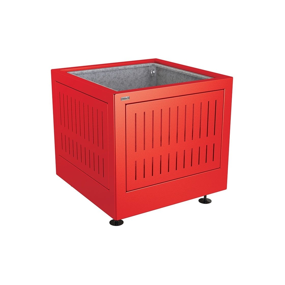 Bac à palmier Silaos acier RAL3020 - 800x800x700 - Bac acier amovible anneaux inclus - PROCITY - 201741.3020