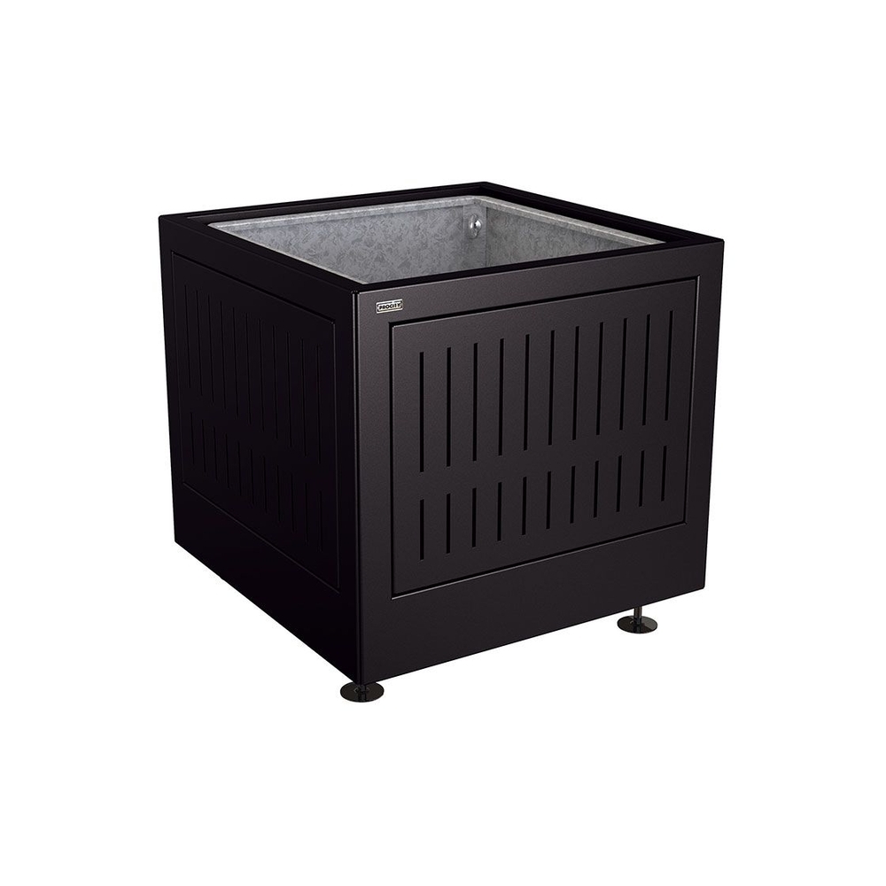 Bac à palmier Silaos acier RAL9005 - 800x800x700 - Bac acier amovible anneaux inclus - PROCITY - 201741.9005