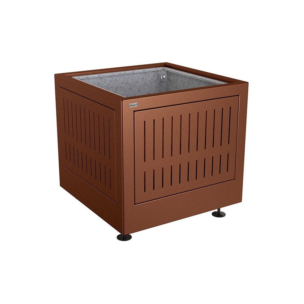 Bac à palmier Silaos acier Aspect Corten - 800x800x700 - Bac acier amovible anneaux inclus - PROCITY - 201741.S025