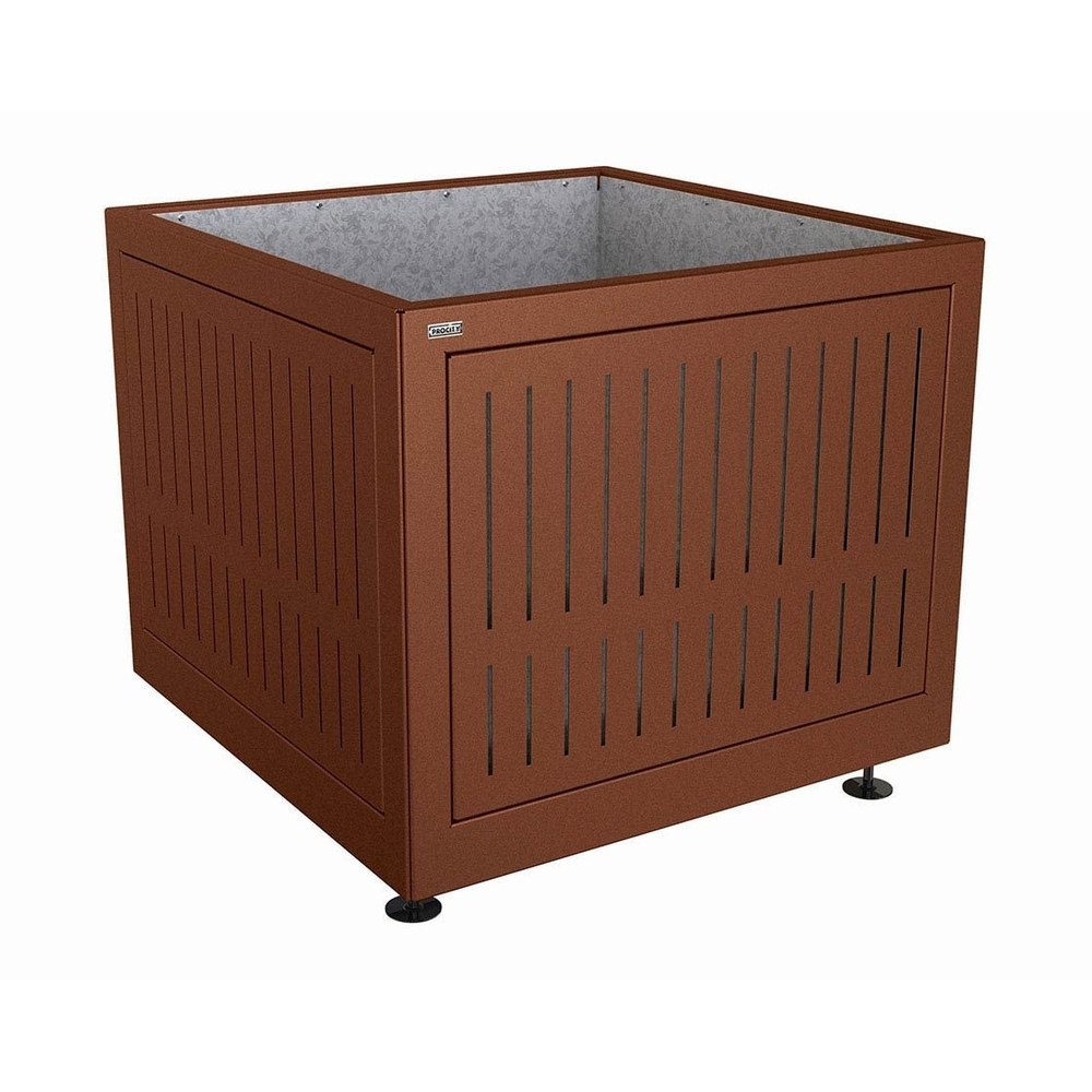 Bac à palmier Silaos acier Aspect Corten - 1000x1000x800 - Intérieur tôle galva - PROCITY - 201742.S025