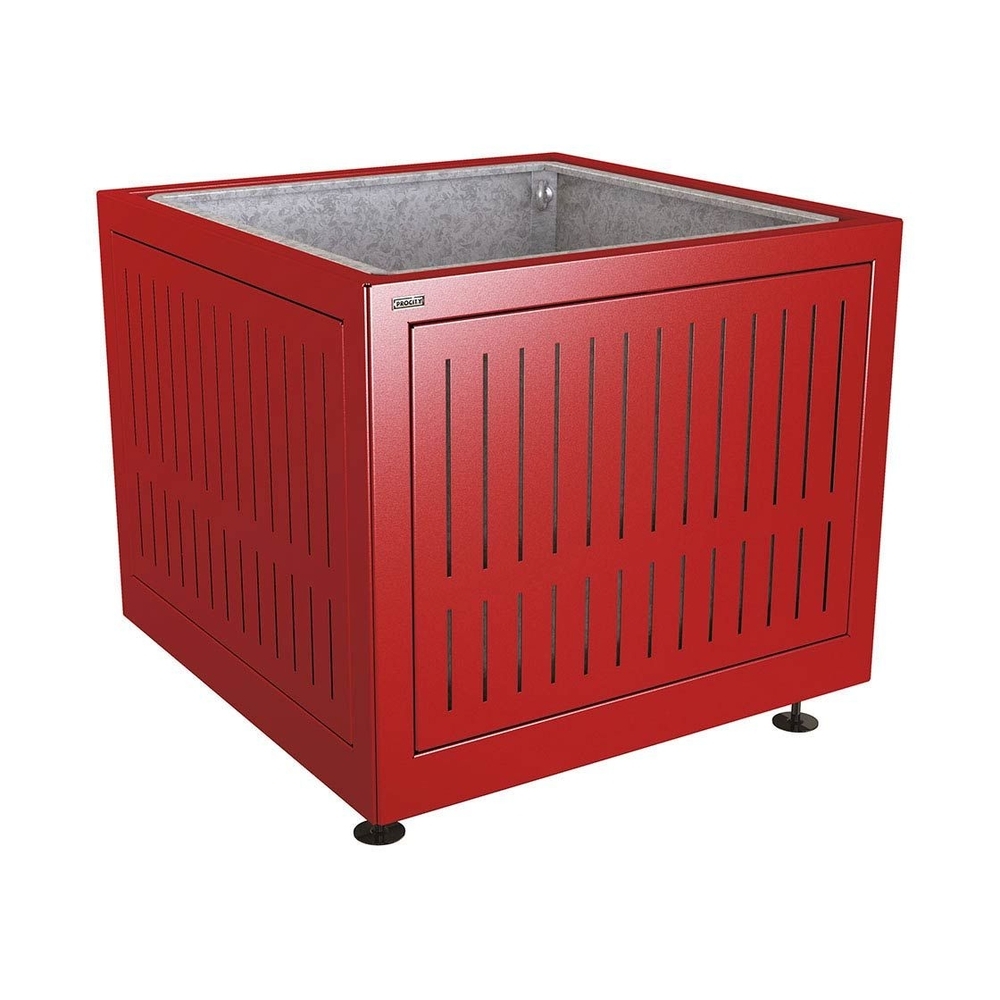 Bac à palmier Silaos acier RAL3004 - 1000x1000x800 - Bac acier amovible anneaux inclus - PROCITY - 201743.3004