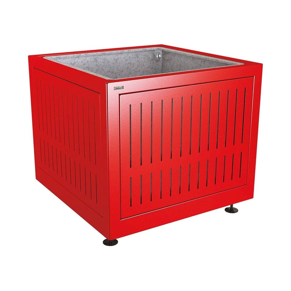 Bac à palmier Silaos acier RAL3020 - 1000x1000x800 - Bac acier amovible anneaux inclus - PROCITY - 201743.3020