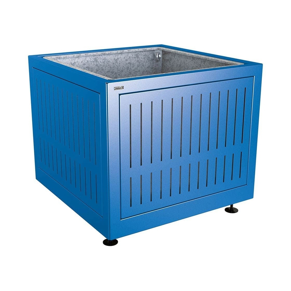 Bac à palmier Silaos acier RAL5010 - 1000x1000x800 - Bac acier amovible anneaux inclus - PROCITY - 201743.5010