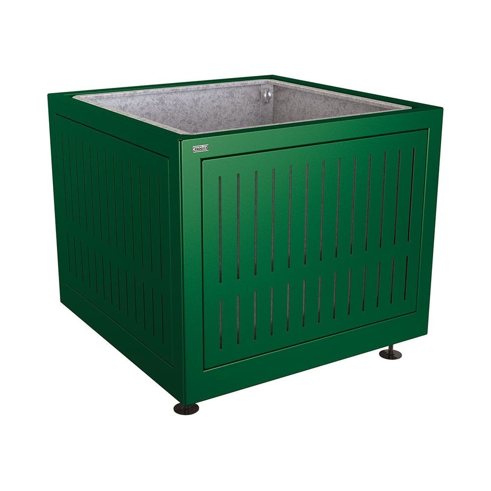 Bac à palmier Silaos acier RAL6005 - 1000x1000x800 - Bac acier amovible anneaux inclus - PROCITY - 201743.6005