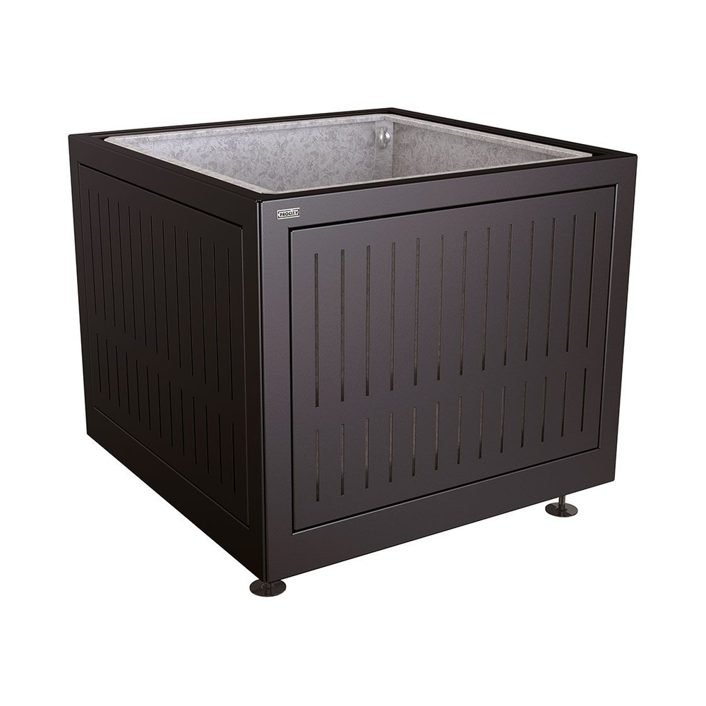 Bac à palmier Silaos acier RAL9005 - 1000x1000x800 - Bac acier amovible anneaux inclus - PROCITY - 201743.9005