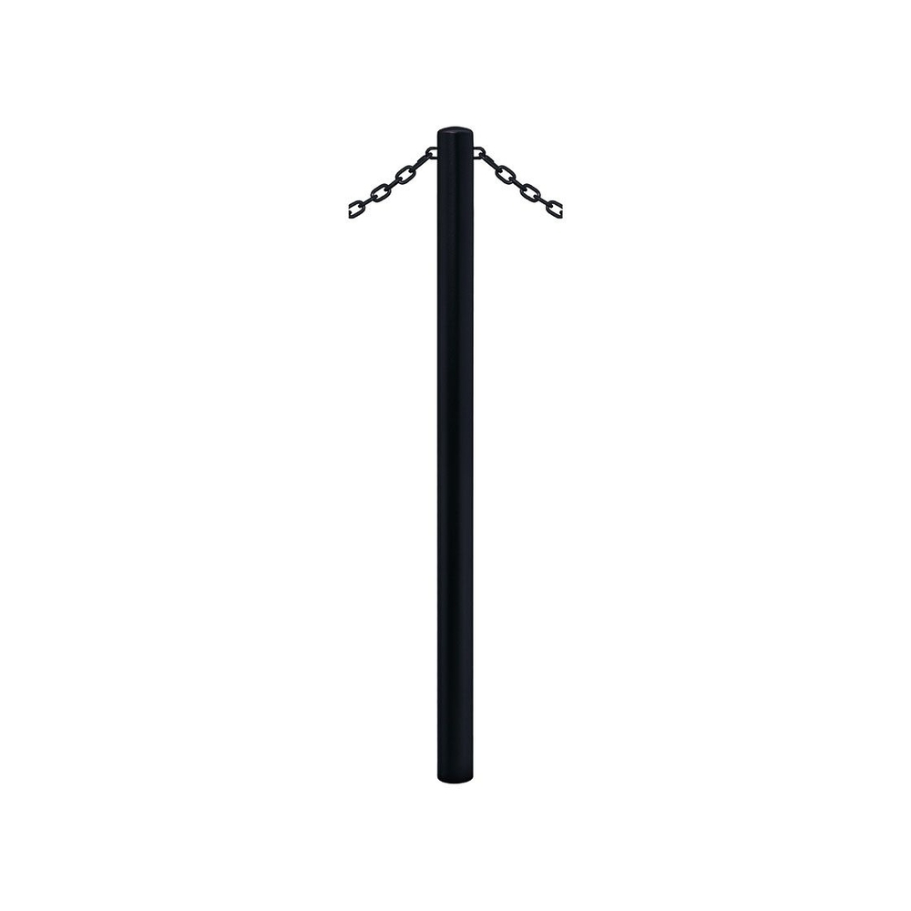 Potelet Carrefour à chaînes RAL9005 - Potelet Ø60mm - 2 anneaux - Peint sur galva - PROCITY - 204332.9005