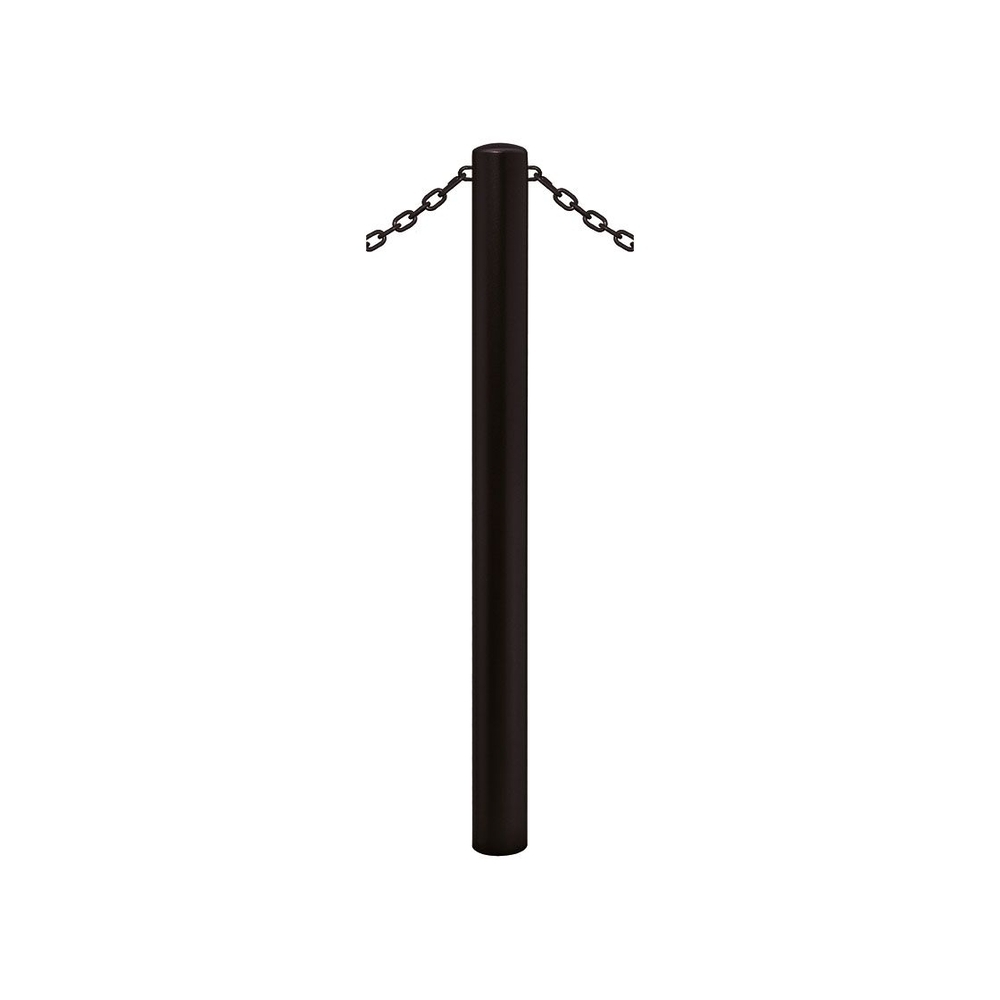 Potelet Carrefour à chaînes RAL9005 - Potelet Ø76mm - 2 anneaux - Peint sur zinc - PROCITY - 204669.9005