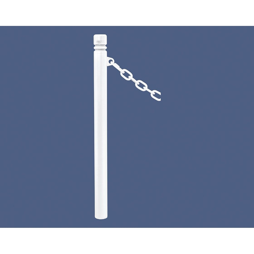 Potelet Province à chaînes RAL9010 - Potelet Ø76mm - 1 anneau - Pommeau City - PROCITY - 206321.9010