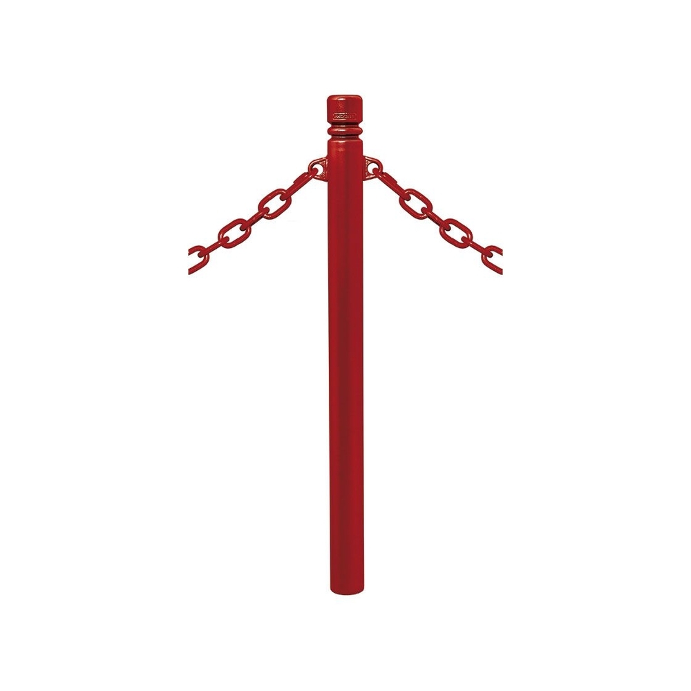 Potelet Province à chaînes RAL3004 - Potelet Ø76mm - 2 anneaux - Pommeau City - PROCITY - 206322.3004