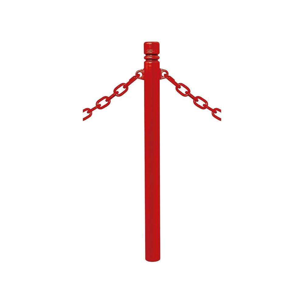 Potelet Province à chaînes RAL3020 - Potelet Ø76mm - 2 anneaux - Pommeau City - PROCITY - 206322.3020