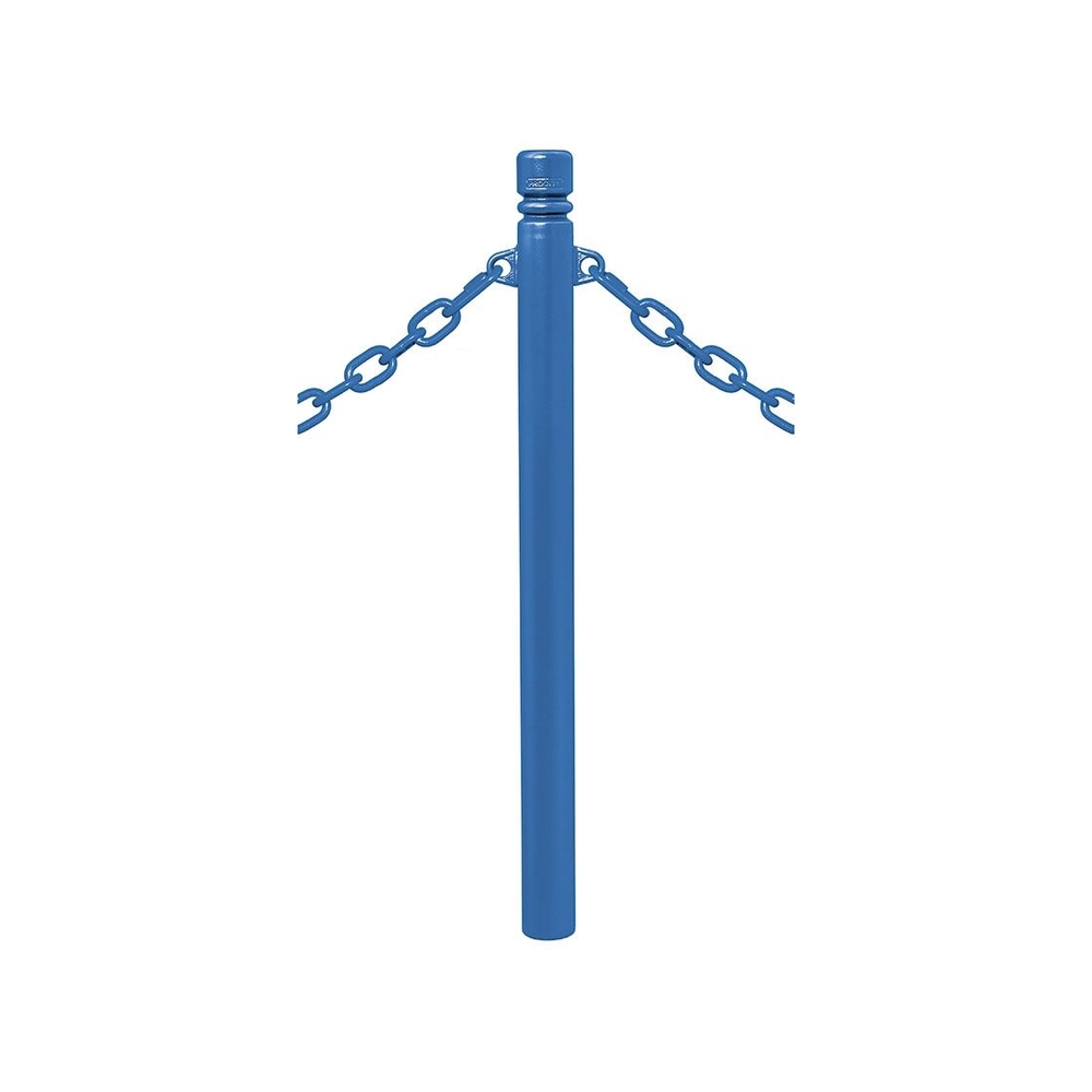 Potelet Province à chaînes RAL5010 - Potelet Ø76mm - 2 anneaux - Pommeau City - PROCITY - 206322.5010