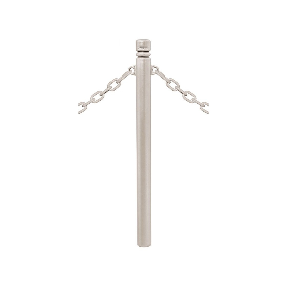 Potelet Province à chaînes RAL7044 - Potelet Ø76mm - 2 anneaux - Pommeau City - PROCITY - 206322.7044