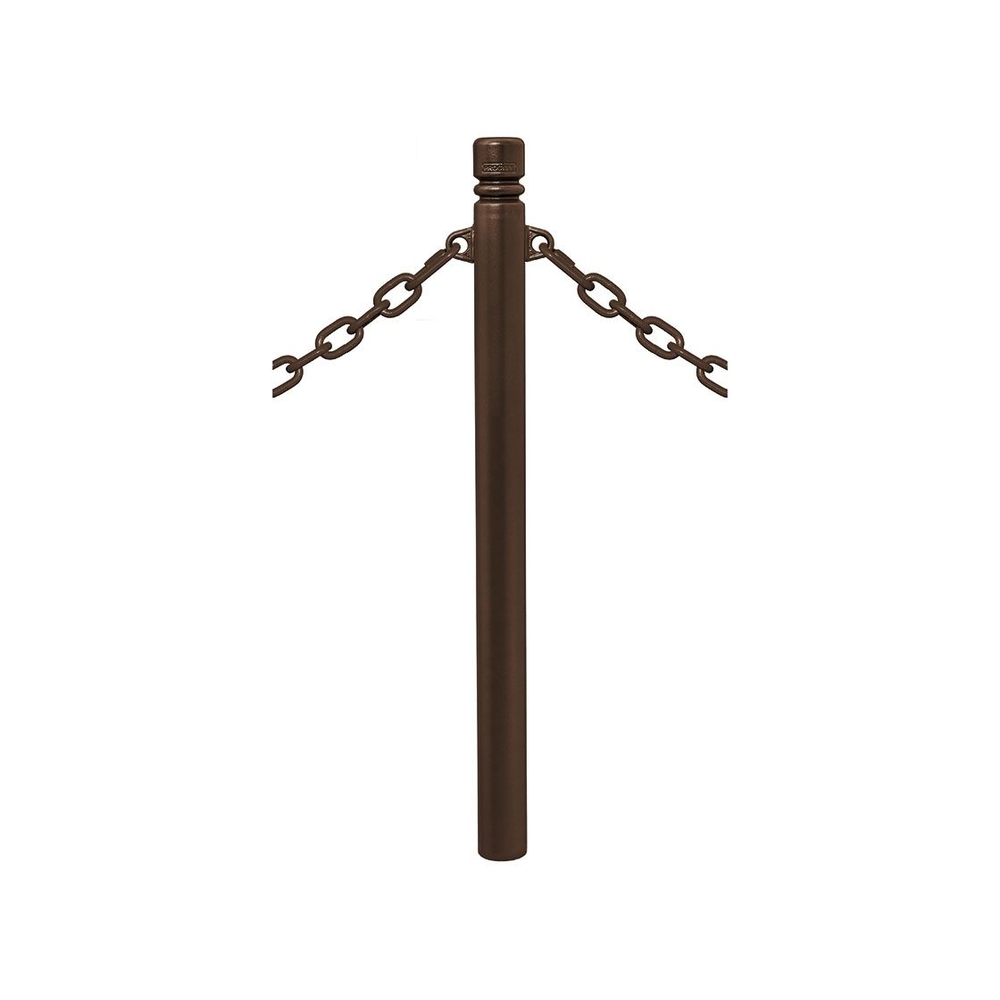 Potelet Province à chaînes RAL8017 - Potelet Ø76mm - 2 anneaux - Pommeau City - PROCITY - 206322.8017