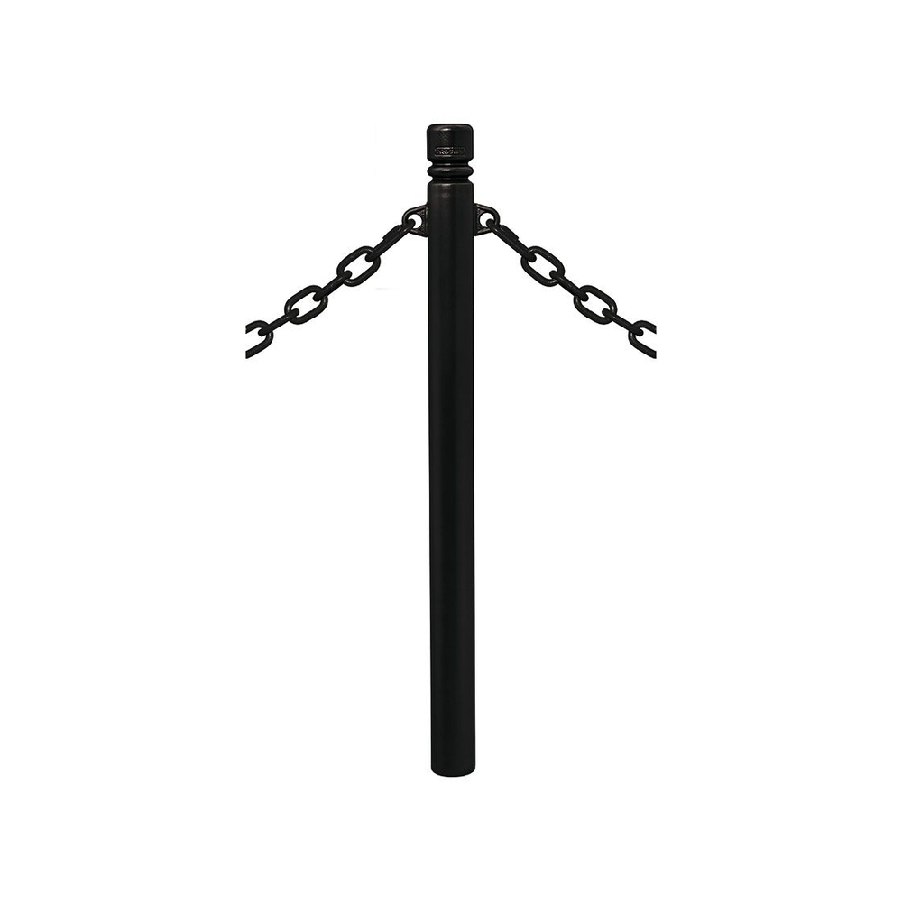 Potelet Province à chaînes RAL9005 - Potelet Ø76mm - 2 anneaux - Pommeau City - PROCITY - 206322.9005