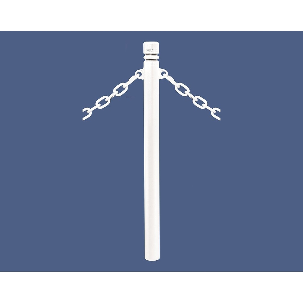 Potelet Province à chaînes RAL9010 - Potelet Ø76mm - 2 anneaux - Pommeau City - PROCITY - 206322.9010