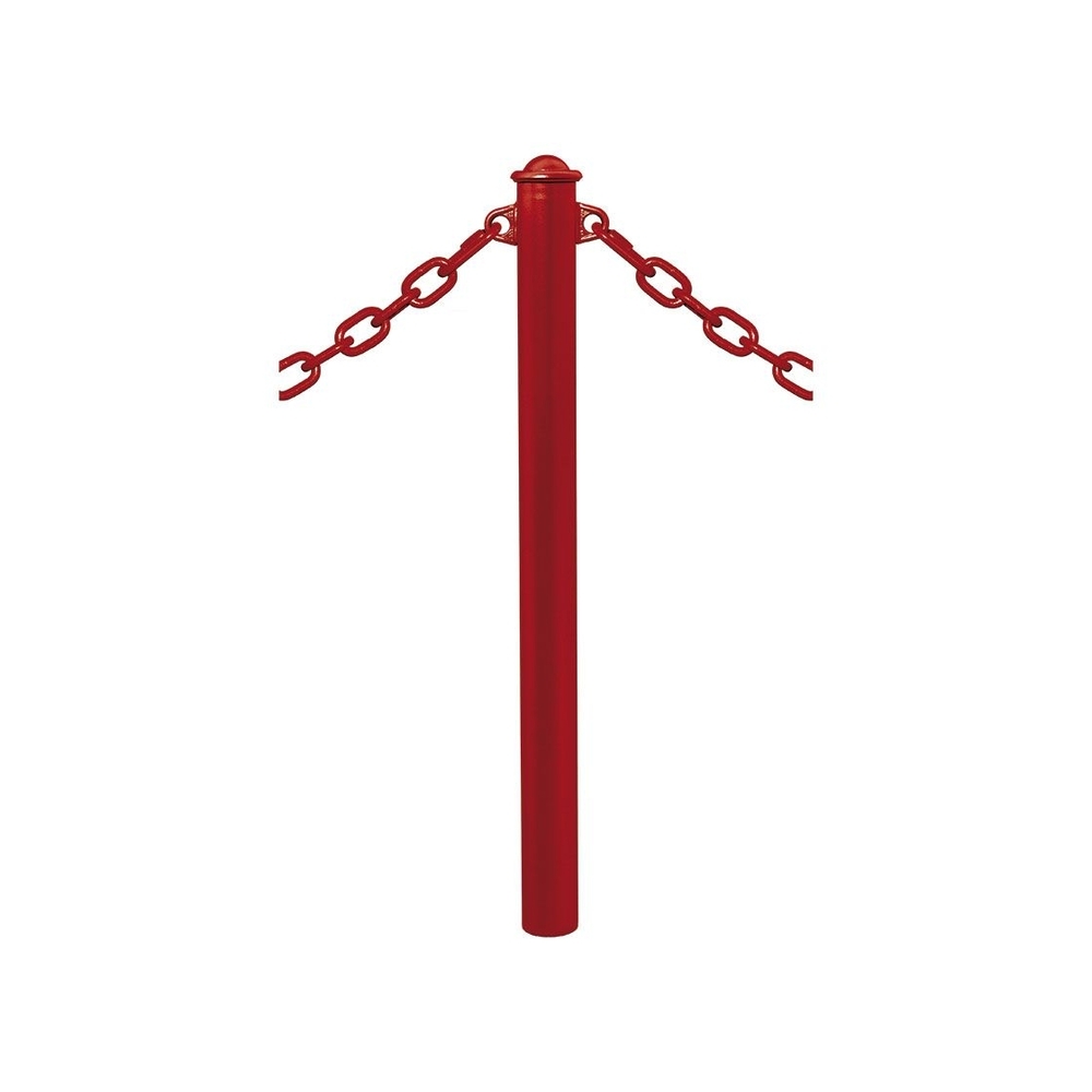 Potelet Province à chaînes RAL3004 - Potelet Ø76mm - 2 anneaux - Pommeau Agora - PROCITY - 206325.3004