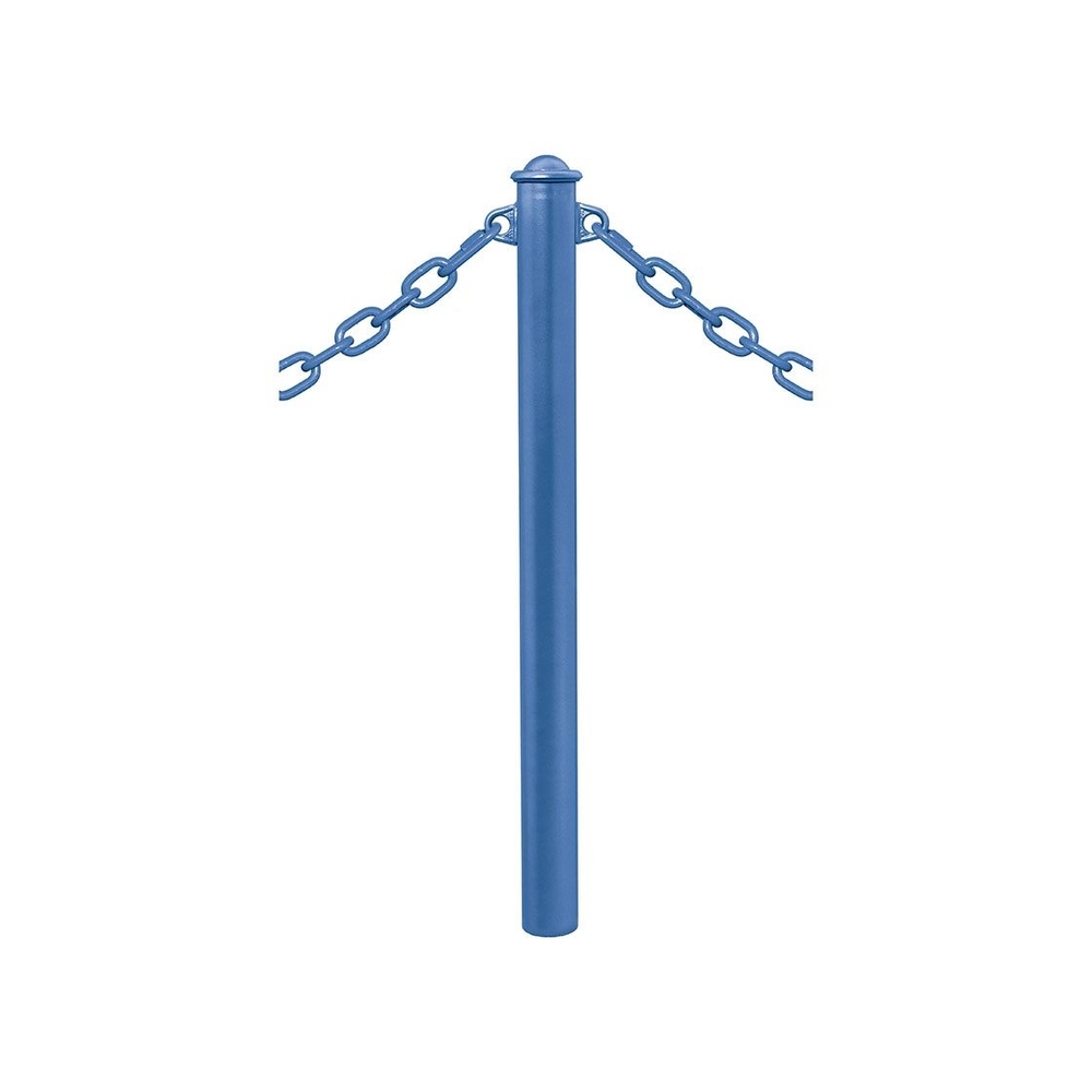 Potelet Province à chaînes RAL5010 - Potelet Ø76mm - 2 anneaux - Pommeau Agora - PROCITY - 206325.5010