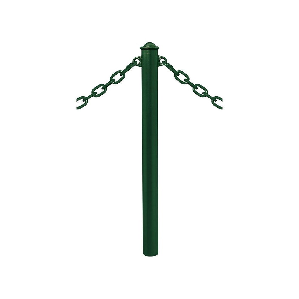 Potelet Province à chaînes RAL6005 - Potelet Ø76mm - 2 anneaux - Pommeau Agora - PROCITY - 206325.6005