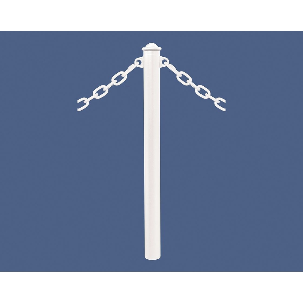 Potelet Province à chaînes RAL9010 - Potelet Ø76mm - 2 anneaux - Pommeau Agora - PROCITY - 206325.9010