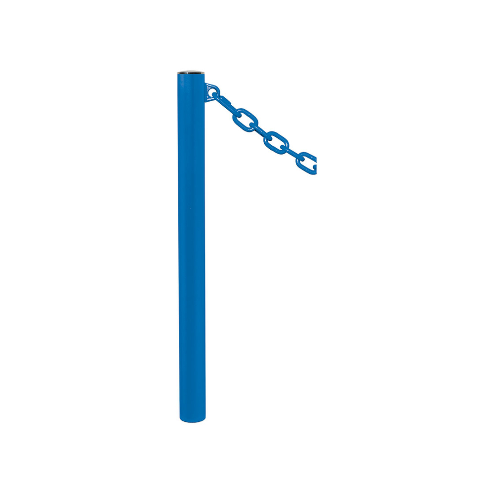 Potelet Province à chaînes RAL5010 - Potelet Ø76mm - 1 anneau - Pommeau Inox brossé - PROCITY - 206392.5010