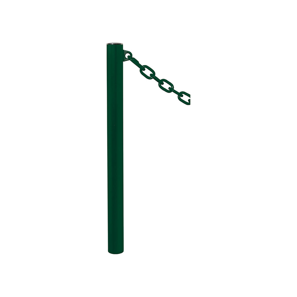 Potelet Province à chaînes RAL6005 - Potelet Ø76mm - 1 anneau - Pommeau Inox brossé - PROCITY - 206392.6005