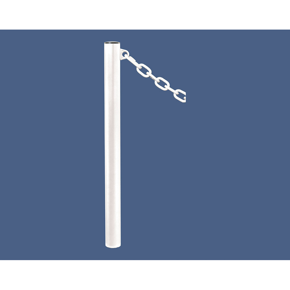 Potelet Province à chaînes RAL9010 - Potelet Ø76mm - 1 anneau - Pommeau Inox brossé - PROCITY - 206392.9010