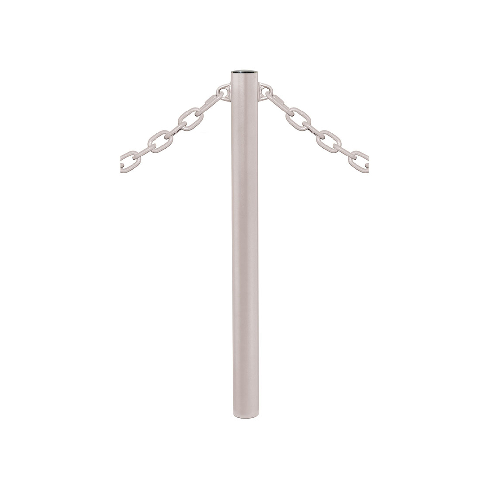 Potelet Province à chaînes RAL7044 - Potelet Ø76mm - 2 anneaux - Pommeau Inox brossé - PROCITY - 206393.7044