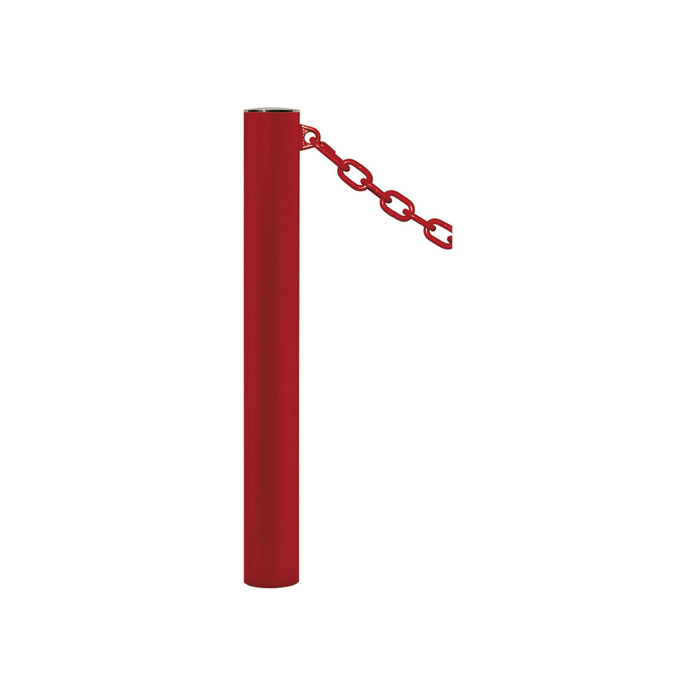 Potelet Province à chaînes RAL3004 - Potelet Ø114mm - 1 anneau - Pommeau Inox brossé - PROCITY - 206394.3004