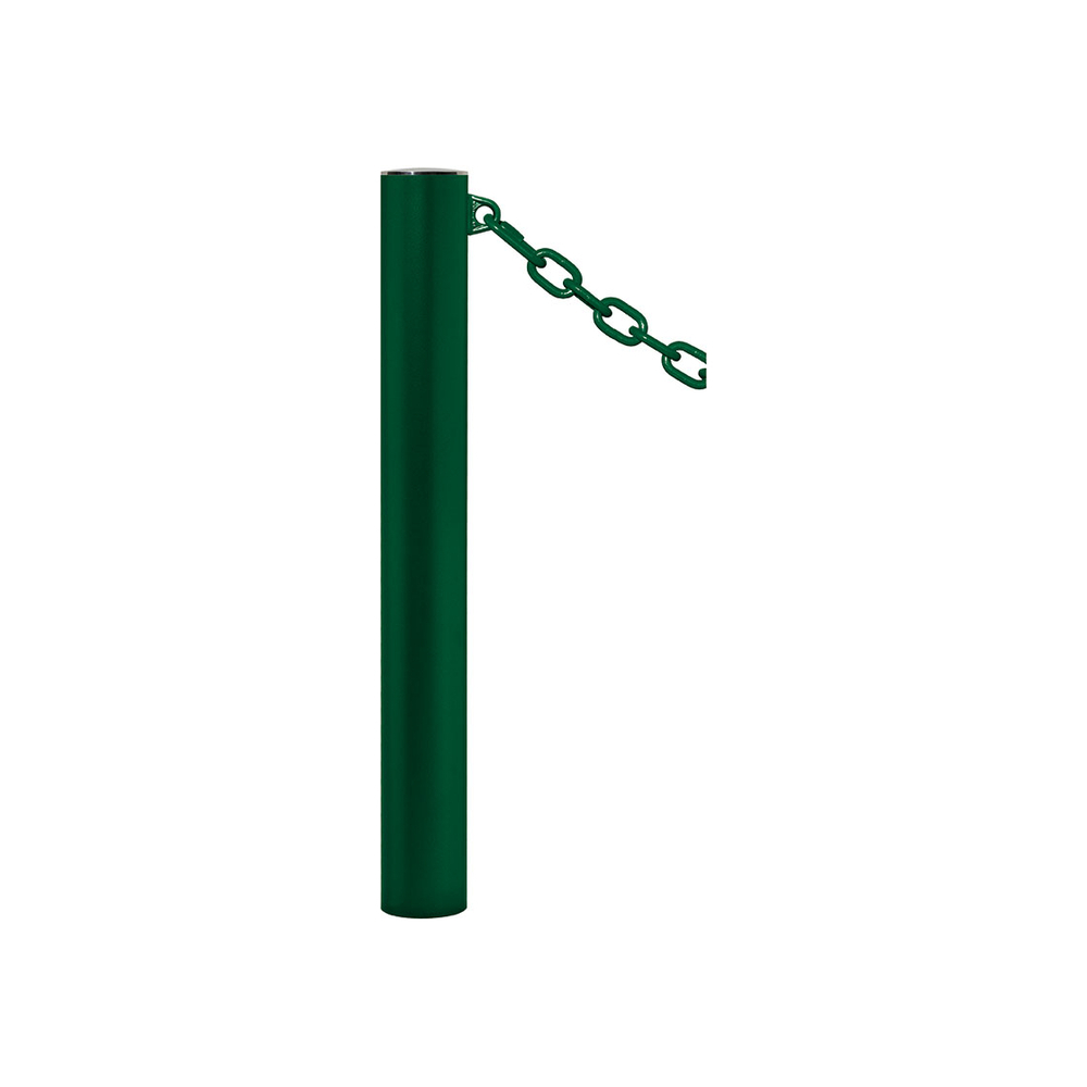 Potelet Province à chaînes RAL6005 - Potelet Ø114mm - 1 anneau - Pommeau Inox brossé - PROCITY - 206394.6005