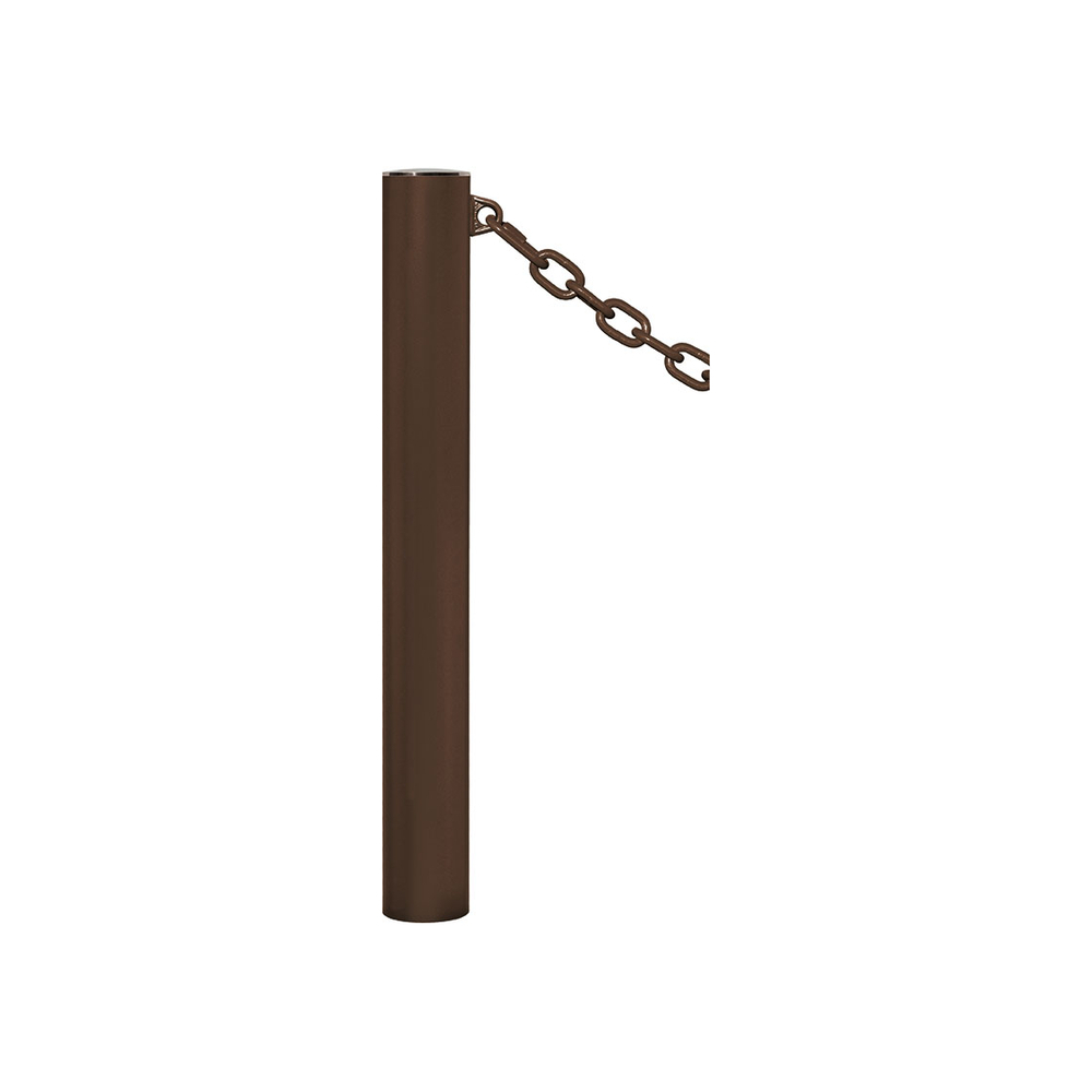 Potelet Province à chaînes RAL8017 - Potelet Ø114mm - 1 anneau - Pommeau Inox brossé - PROCITY - 206394.8017