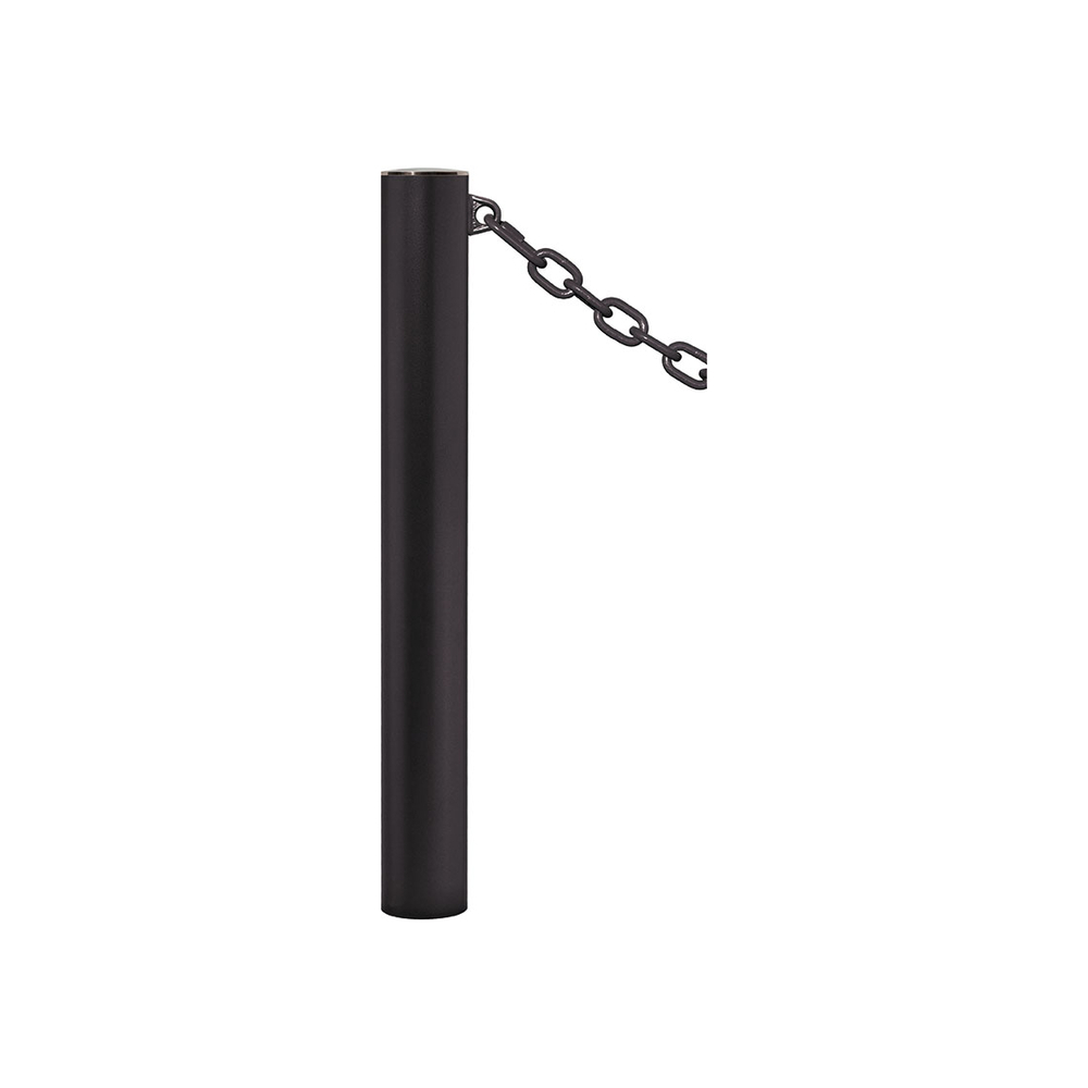 Potelet Province à chaînes RAL9005 - Potelet Ø114mm - 1 anneau - Pommeau Inox brossé - PROCITY - 206394.9005