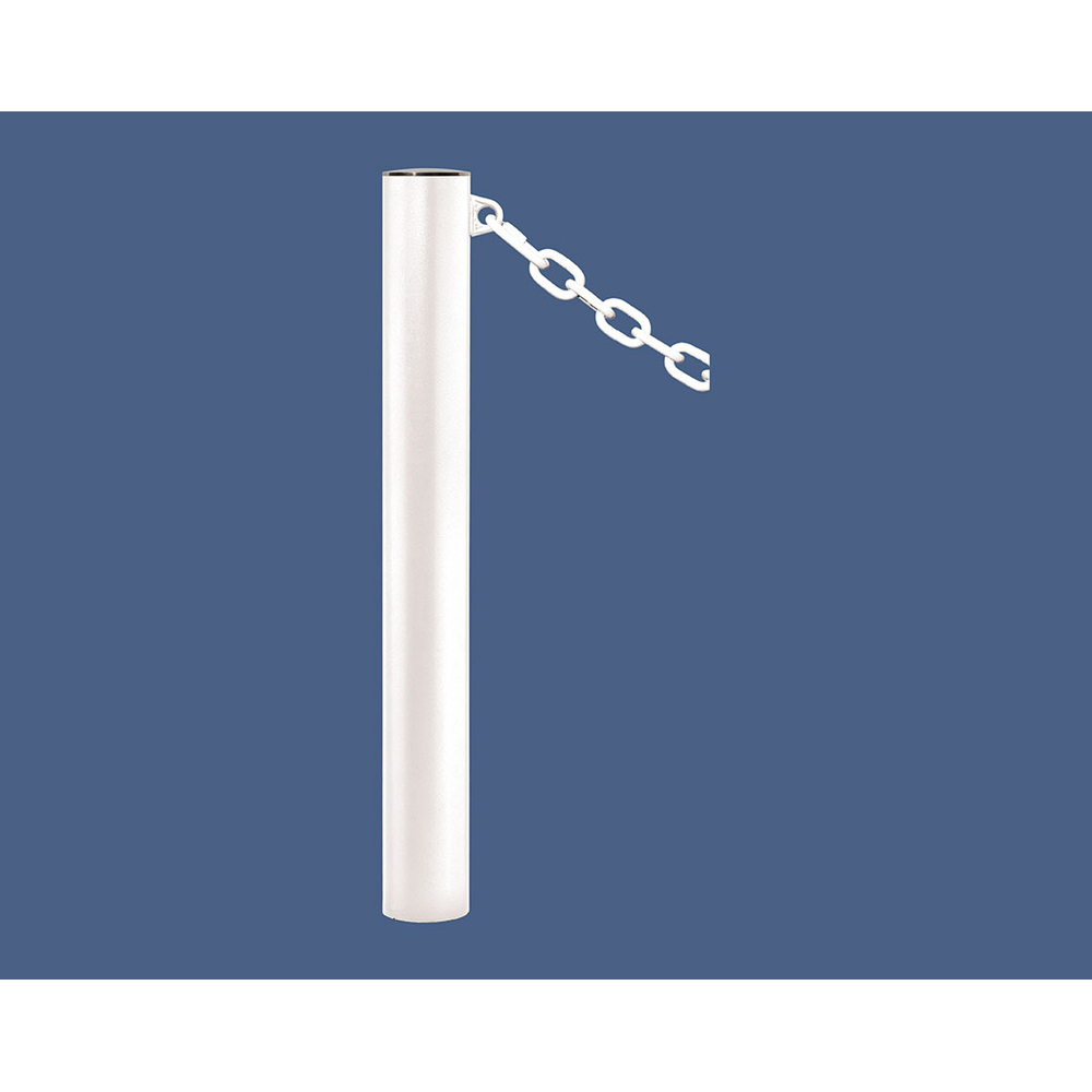 Potelet Province à chaînes RAL9010 - Potelet Ø114mm - 1 anneau - Pommeau Inox brossé - PROCITY - 206394.9010