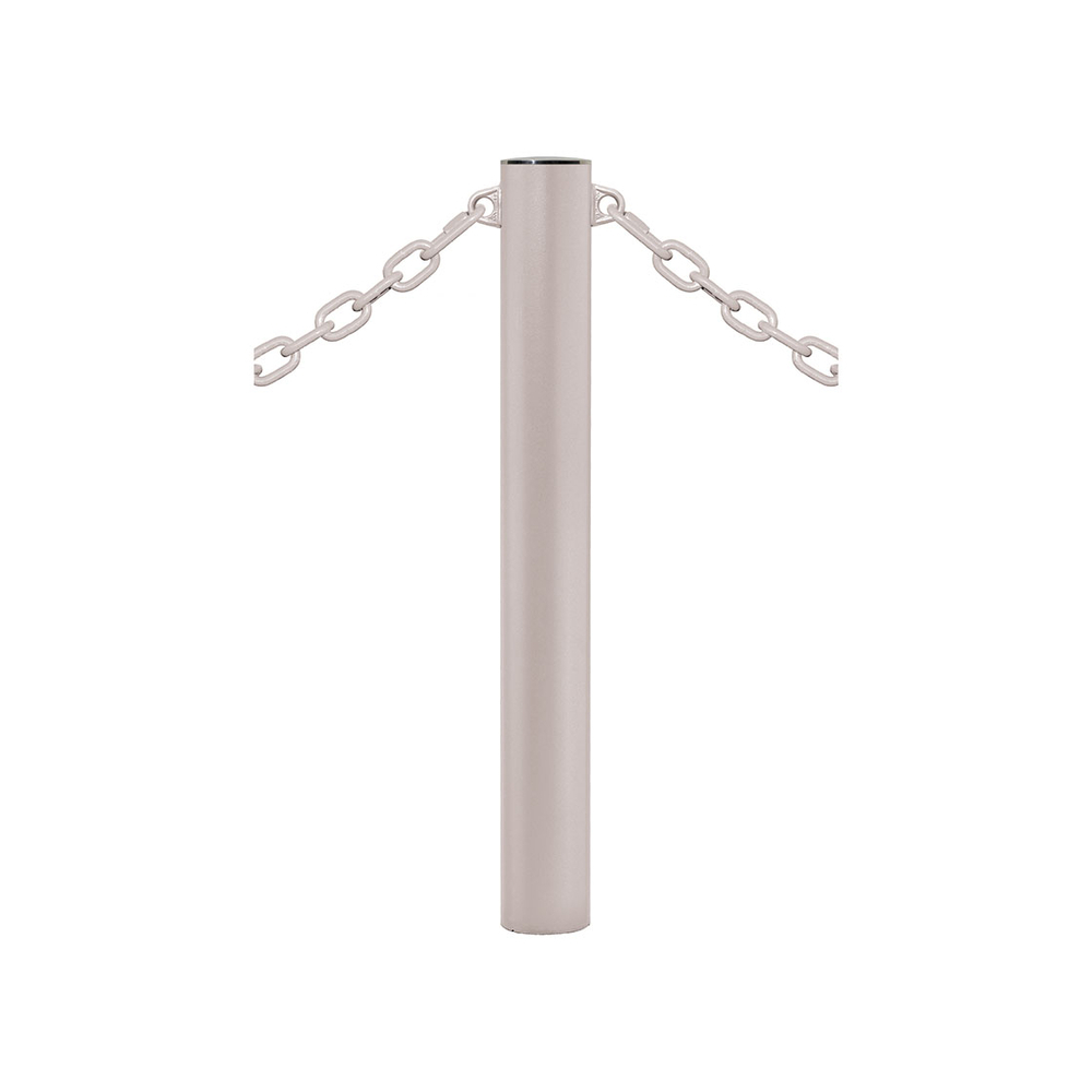 Potelet Province à chaînes RAL7044 - Potelet Ø114mm - 2 anneaux - Pommeau Inox brossé - PROCITY - 206395.7044