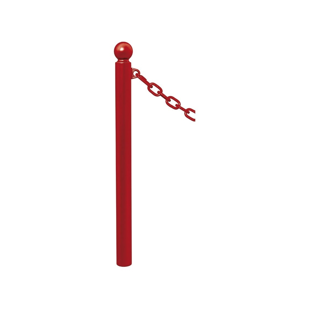 Potelet Province à chaînes RAL3004 - Potelet Ø76mm - 1 anneau - Pommeau Boule - PROCITY - 206410.3004