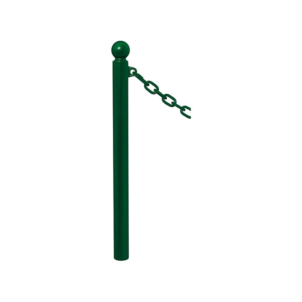 Potelet Province à chaînes RAL6005 - Potelet Ø76mm - 1 anneau - Pommeau Boule - PROCITY - 206410.6005