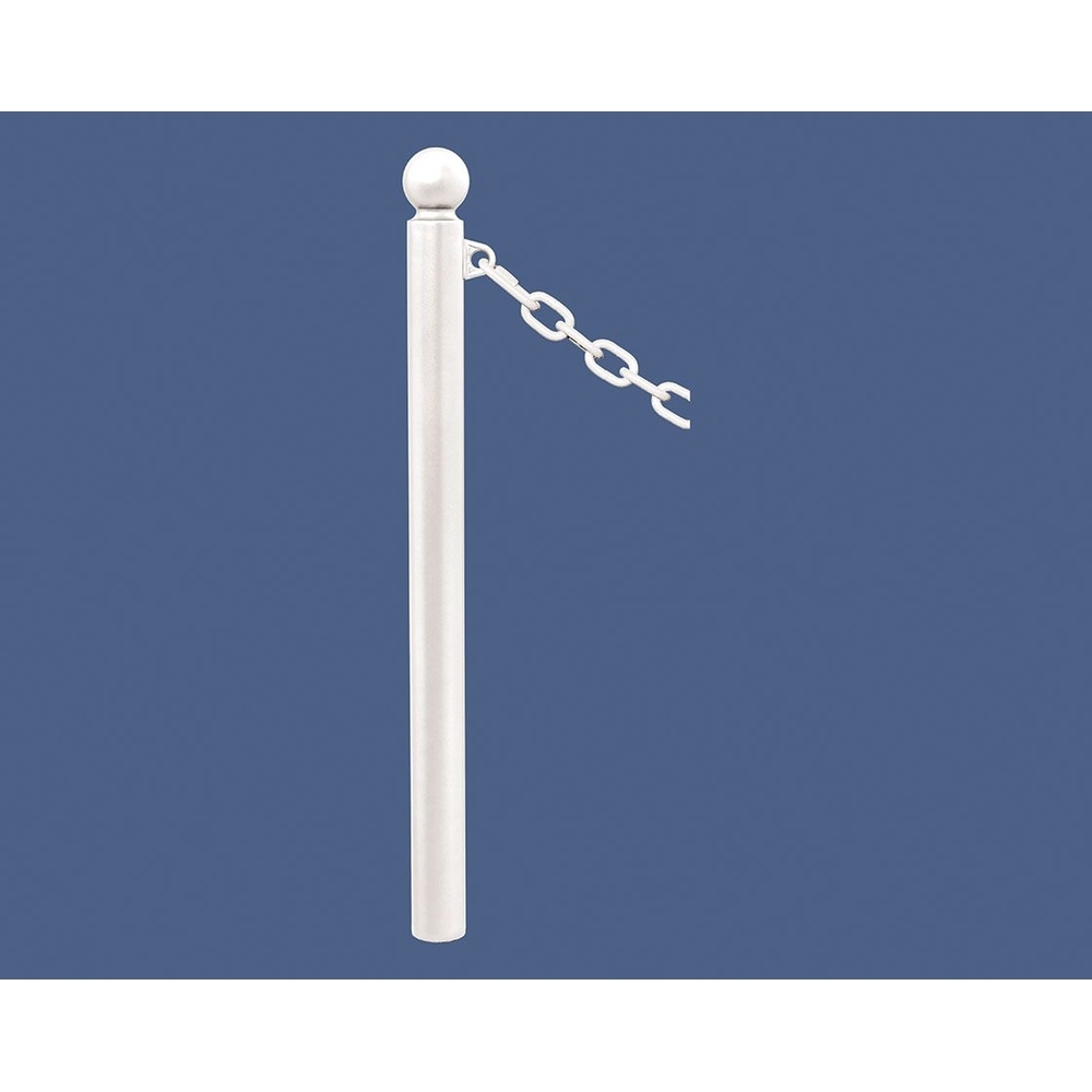 Potelet Province à chaînes RAL9010 - Potelet Ø76mm - 1 anneau - Pommeau Boule - PROCITY - 206410.9010