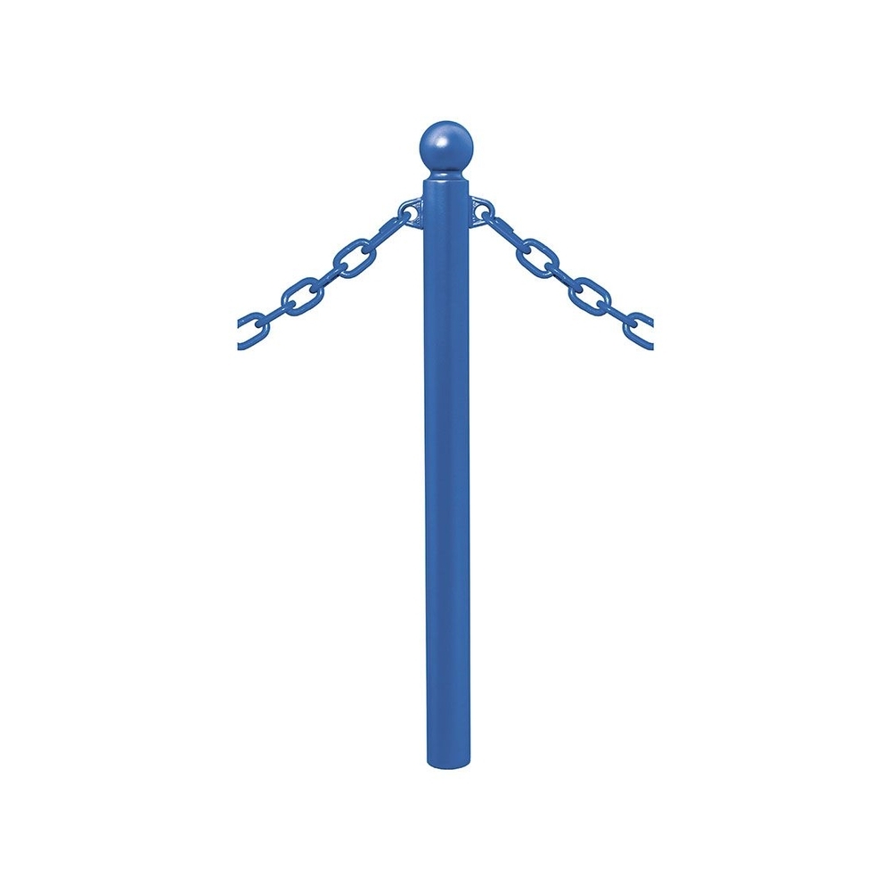 Potelet Province à chaînes RAL5010 - Potelet Ø76mm - 2 anneaux - Pommeau Boule - PROCITY - 206411.5010