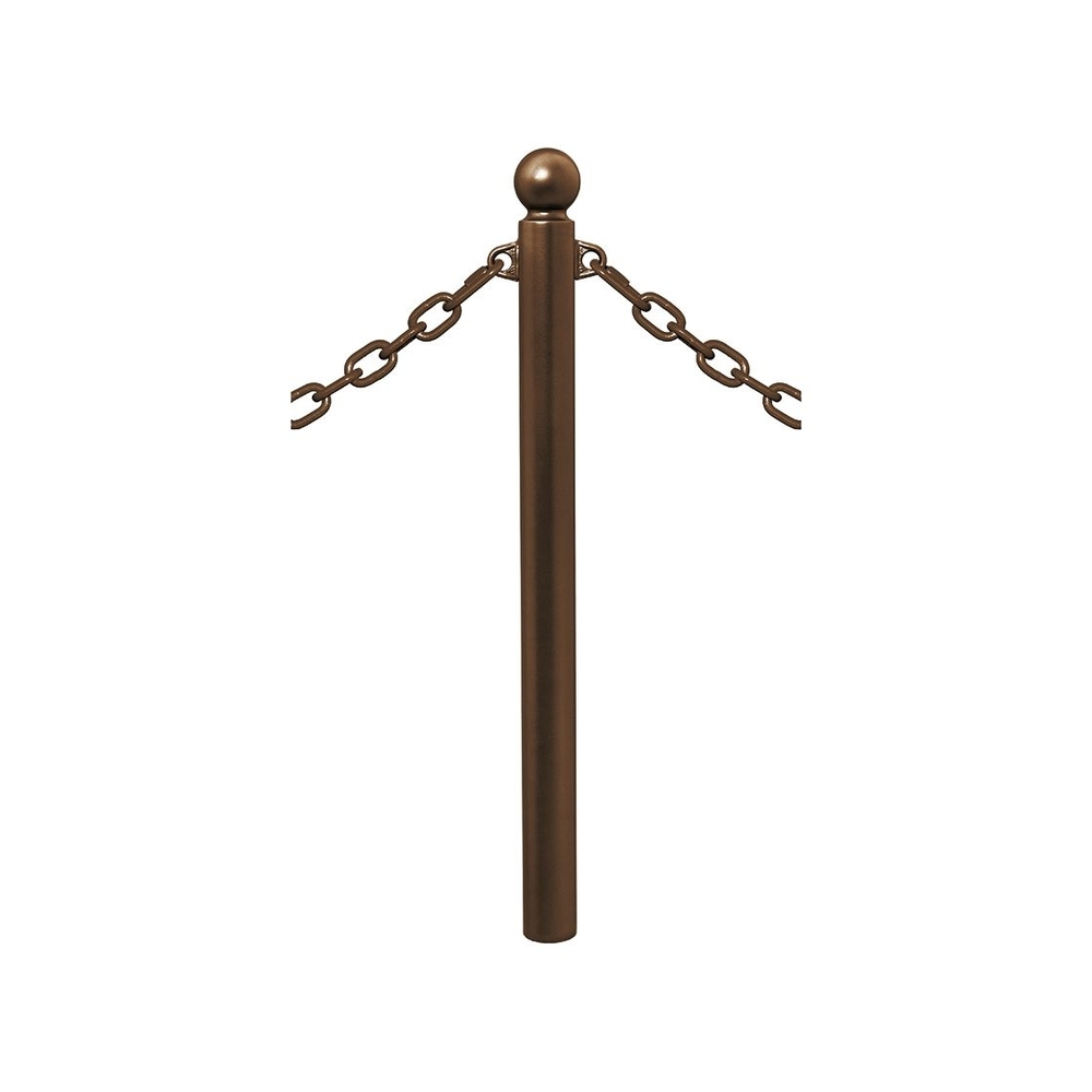 Potelet Province à chaînes RAL8017 - Potelet Ø76mm - 2 anneaux - Pommeau Boule - PROCITY - 206411.8017