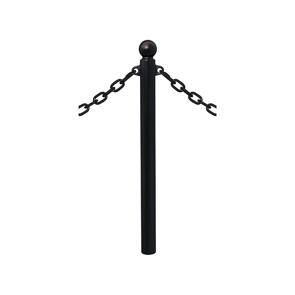 Potelet Province à chaînes RAL9005 - Potelet Ø76mm - 2 anneaux - Pommeau Boule - PROCITY - 206411.9005