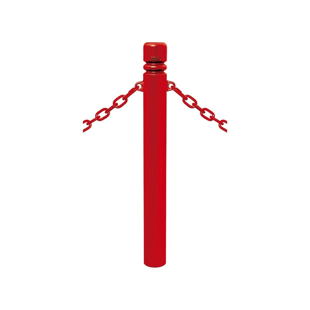 Potelet Province à chaînes RAL3020 - Potelet Ø114mm - 2 anneaux - Pommeau City - PROCITY - 206495.3020