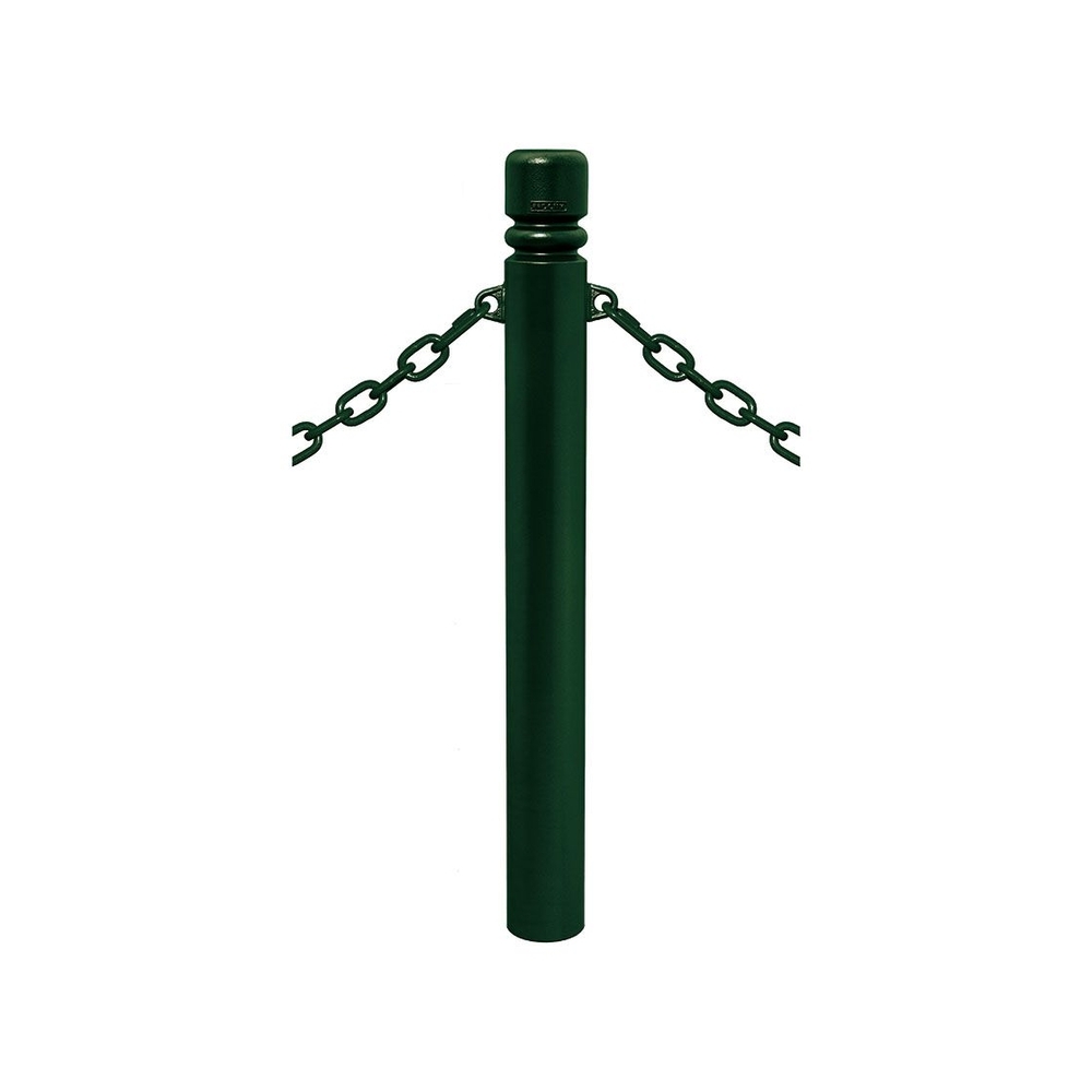 Potelet Province à chaînes RAL6005 - Potelet Ø114mm - 2 anneaux - Pommeau City - PROCITY - 206495.6005
