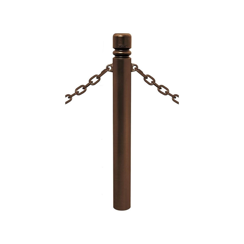 Potelet Province à chaînes RAL8017 - Potelet Ø114mm - 2 anneaux - Pommeau City - PROCITY - 206495.8017