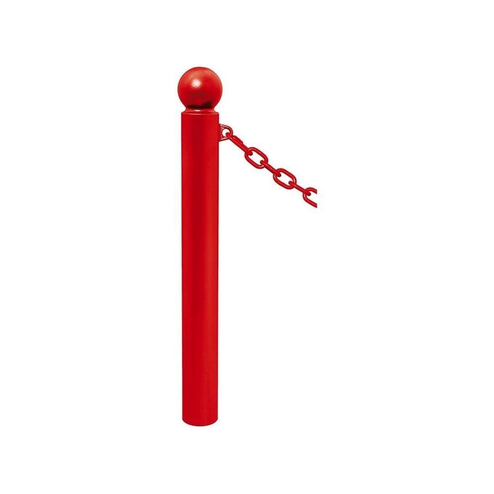 Potelet Province à chaînes RAL3020 - Potelet Ø114mm - 1 anneau - Pommeau Boule - PROCITY - 206523.3020