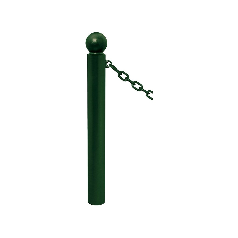 Potelet Province à chaînes RAL6005 - Potelet Ø114mm - 1 anneau - Pommeau Boule - PROCITY - 206523.6005