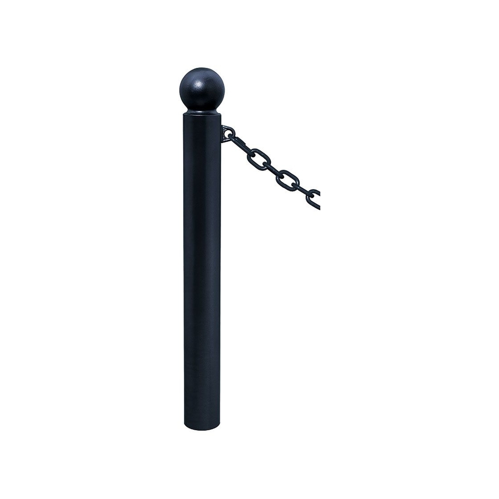 Potelet Province à chaînes RAL9005 - Potelet Ø114mm - 1 anneau - Pommeau Boule - PROCITY - 206523.9005